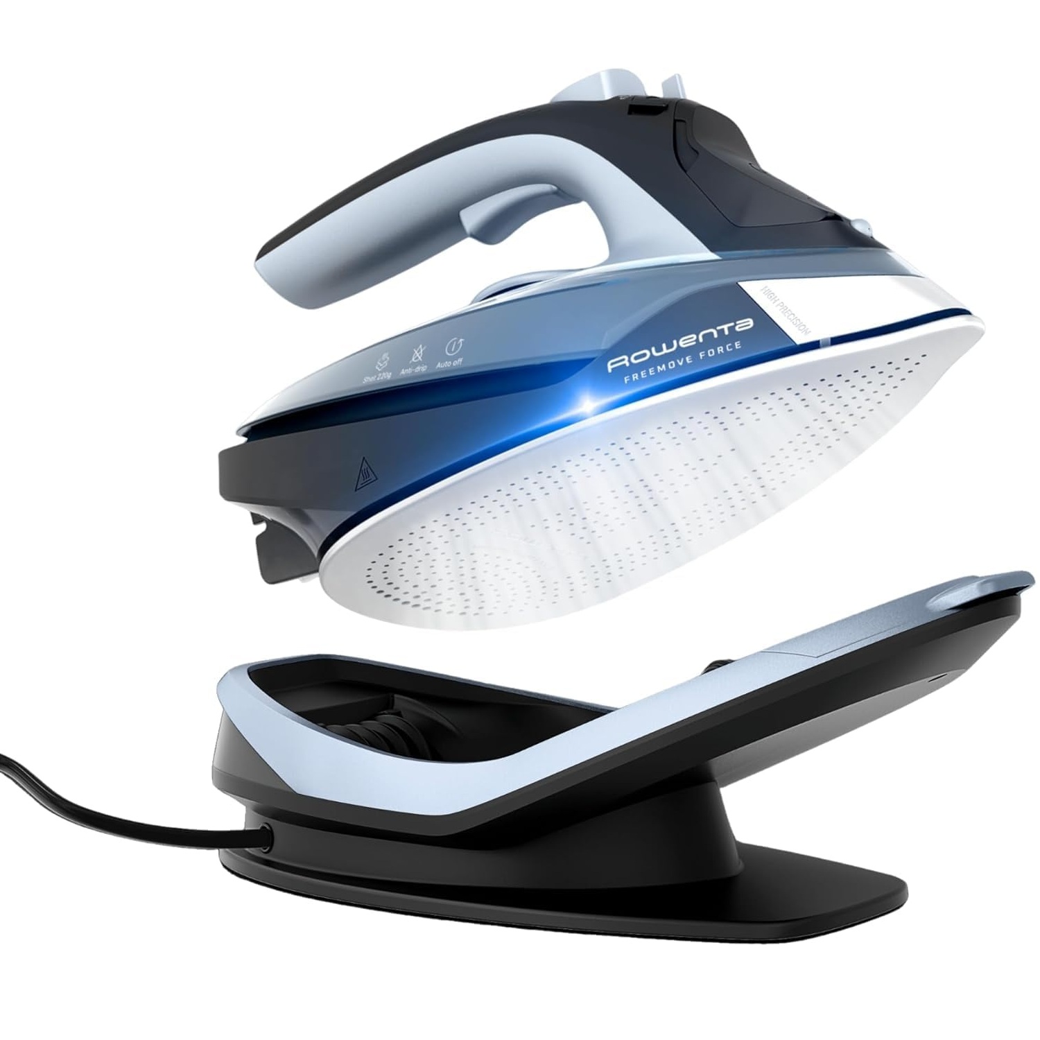 Plancha de vapor – Rowenta Freemove Force DE6725, Sin Cable, 2600 W, 40 g/min, Azul
